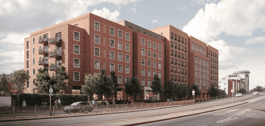 A modern residential apartment building representing long lease flats subject to short-term letting restrictions in the UK.
