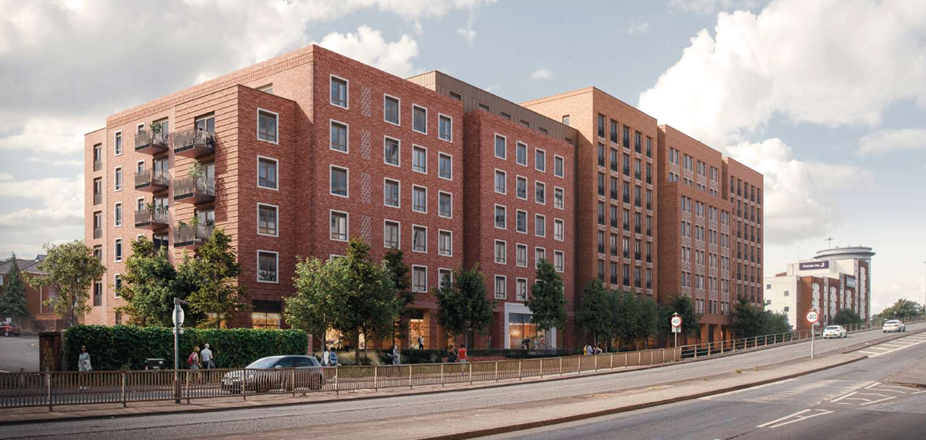 A modern residential apartment building representing long lease flats subject to short-term letting restrictions in the UK.